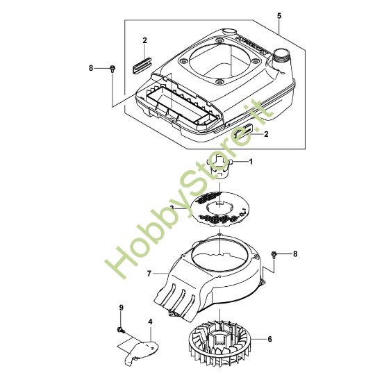 Picture of F - Copertura/girante ventilatore FJ180V-AM58